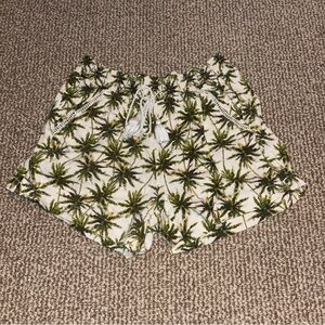 5/$25 Briggs New York Green and Cream Palm Print Women's Cargo Shorts